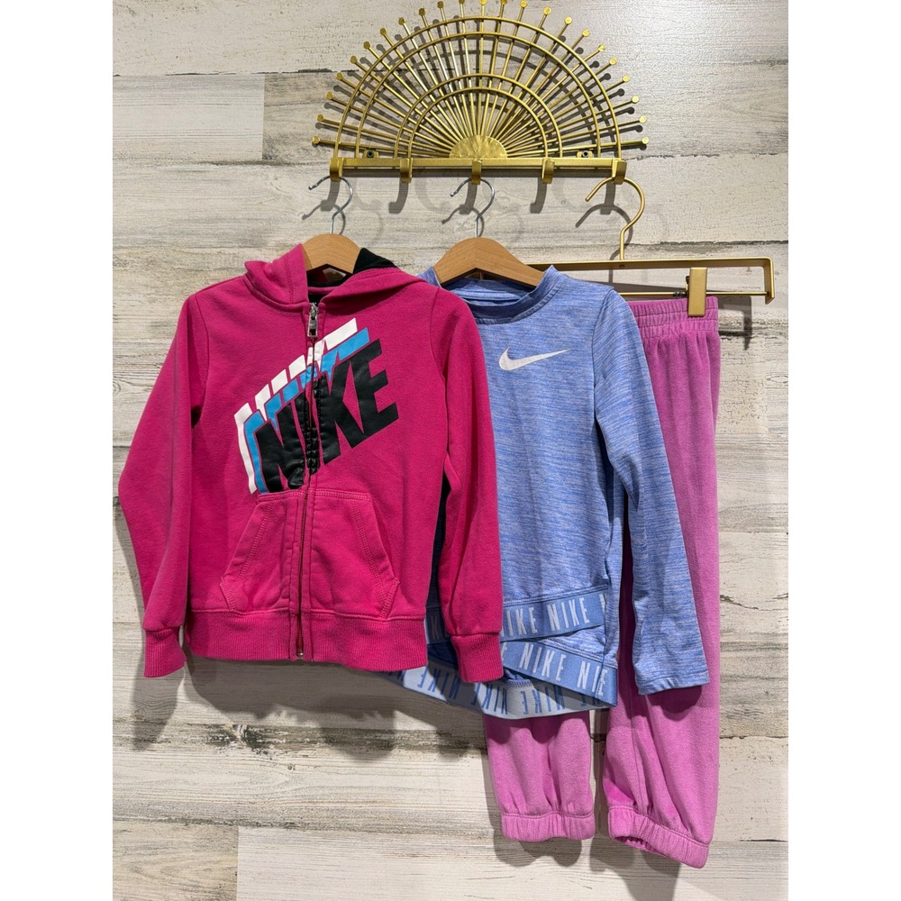 Nike Hoodie Shirt Pants Bundle Girls 4T 4 Pink Blue Athletic Gorpcore EUC